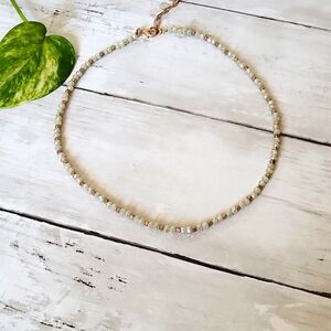 16 inch Gold and Ivory Sparkling Beaded Necklace